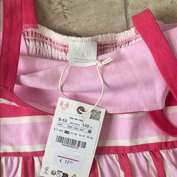Zara Pink and White Striped Kids Dress - Picture 2 of 10